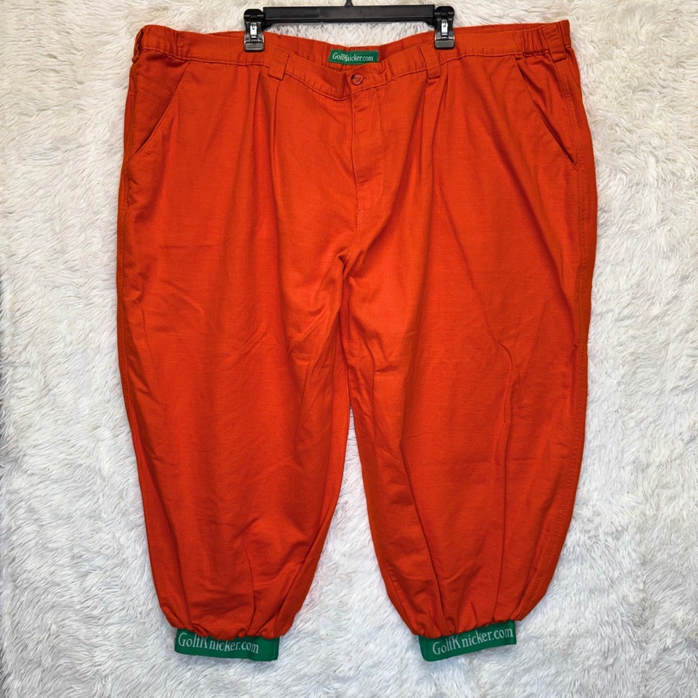 GolfKnicker Mens Orange Linen Blend Retro Pleated Golf Pants Size 54